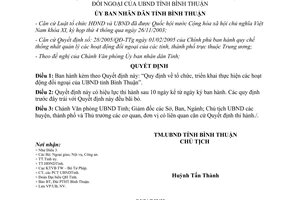 Quyết định 34/2005/QĐ-UBND tổ chức triển khai hoạt động đối ngoại Bình Thuận