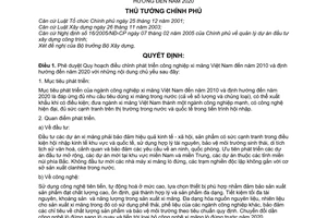 Quyết định 108/2005/QĐ-TTg quy hoạch phát triển công nghiệp xi măng Việt Nam đến năm 2010 định hướng đến 2020