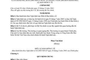 Nghị định 63/2005/NĐ-CP  Điều lệ Bảo hiểm y tế