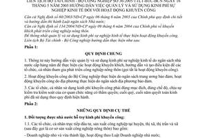 Thông tư liên tịch 36/2005/TTLT-BTC-BCNhướng dẫn quản lý  sử dụng kinh phí sự nghiệp kinh tế  hoạt động khuyến công