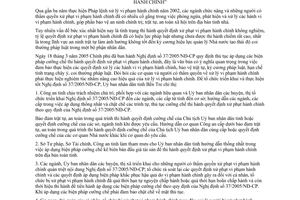 Chỉ thị 08/2005/CT-UB thực hiện 37/2005/NĐ-CP cưỡng chế thi hành xử phạt vi phạm hành chính Bến Tre