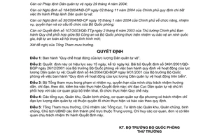 Quyết định 56/2005/QĐ-BQP quy chế hoạt động lực lượng dân quân tự vệ