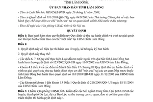 Quyết định 107/2005/QĐ-UB giải quyết thủ tục hành chính cơ chế một cửa Lâm Đồng