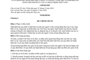 Nghị định 66/2005/NĐ-CP bảo đảm an toàn cho người tàu đánh cá hoạt động thuỷ sản