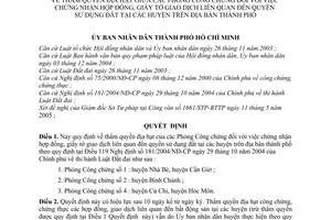 Quyết định 79/2005/QĐ-UB thẩm quyền địa hạt giữa Phòng Công chứng đối với việc chứng nhận hợp đồng giấy tờ giao dịch liên quan quyền sử đất