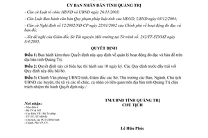 Quyết định 955/2005/QĐ-UB quản lý hoạt động đo đạc bản đồ Quảng Trị