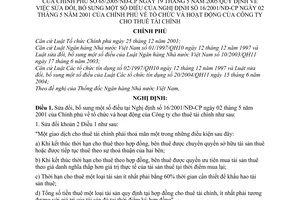 Nghị định 65/2005/NĐ-CP tổ chức hoạt động công ty cho thuê tài chính sửa đổi Nghị định 16/2001/NĐ-CP