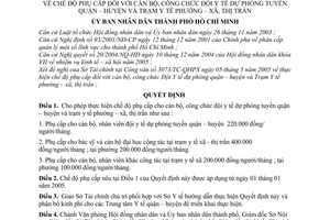Quyết định 81/2005/QĐ-UB chế độ phụ cấp cán bộ, công chức đội y tế dự phòng tuyến quận – huyện, trạm y tế phường – xã, thị trấn