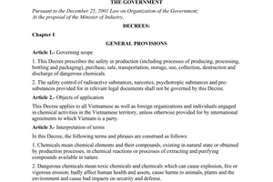 Decree no. 68/2005/ND-CP of May 20, 2005 on chemical safety
