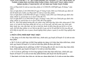 Thông tư liên tịch 16/2005/TTLT-BYT-BCN hướng dẫn phân công, phối hợp thực hiện chức năng quản lý Nhà nước vệ sinh an toàn thực phẩm
