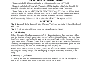 Quyết định 1098/2005/QĐ.UB thành lập Sở Bưu chính viễn thông Vĩnh Long