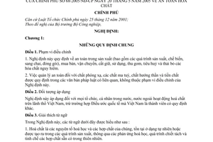 Nghị định 68/2005/NĐ-CP an toàn hoá chất