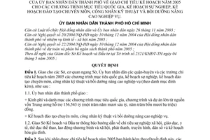 Quyết định 82/2005/QĐ-UB giao chỉ tiêu kế hoạch năm 2005 chương trình mục tiêu quốc gia kế hoạch sự nghiệp đào tạo chuyên môn công nhân kỹ thuật