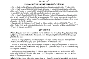 Quyết định 84/2005/QĐ-UB giao chỉ tiêu kế hoạch kinh phí danh mục dự án hoạt động hạng mục công nghệ thông tin năm 2005 cho Sở Bưu chính Viễn thông