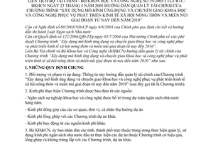 Thông tư liên tịch 39/2005/TTLT-BTC-BKHCN quản lý tài chính Chương trình mô hình ứng dụng chuyển giao khoa học phát triển KTXH nông thôn miền núi 2010