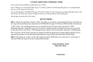 Quyết định 51/2005/QĐ-UB sửa đổi phí đào tạo cán bộ công chức theo 86/2002/QÐ-UB Bắc Ninh