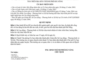 Quyết định 65/2005/QĐ-UB đề án hỗ trợ chuyển đổi ngành nghề, giải quyết việc làm, ổn định đời sống lao động bị thu hồi đất sản xuất di dời giải toả