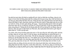 Nghị quyết 48-NQ/TW chiến lược xây dựng và hoàn thiện hệ thống pháp luật Việt Nam đến năm 2010, định hướng đến năm 2020