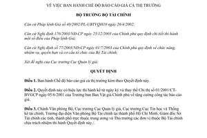 Quyết định 1712/QD-BTC năm 2005 chế độ báo cáo giá cả thị trường