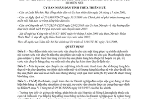 Quyết định 1703/QĐ-UBND năm 2005 cước vận chuyển mặt hàng phục vụ chính sách miền núi