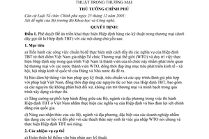 Quyết định 444/QĐ-TTg  Đề án triển khai thực hiện Hiệp định hàng rào kỹ thuật trong thương mại