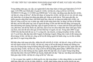 Chỉ thị 19/2005/CT-UBND tiếp tục vận động toàn dân giao nộp vũ khí vật liệu nổ công cụ hỗ trợ Quảng Bình