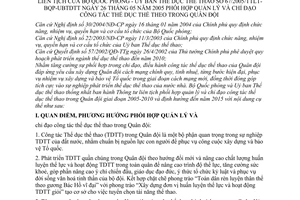 Thông tư liên tịch 67/2005/TTLT-BQP-UBTDTT phối hợp quản lý chỉ đạo công tác thể dục thể theo trong quân đội