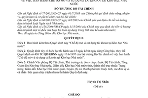 Quyết định 30/2005/QĐ-BTC chế độ mở sử dụng tài khoản tại Kho bạc nhà nước