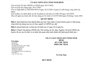 Quyết định 967/2005/QĐ-UBND trách nhiệm quản lý chất lượng công trình xây dựng các sở, ban, ngành Ủy ban nhân dân các cấp