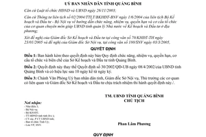 Quyết định 27/2005/QĐ-UBND chức năng nhiệm vụ Sở Kế hoạch đầu tư Quảng Bình