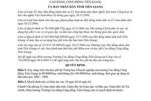 Quyết định 25/2005/QĐ-UBND nâng học phí Trung học chuyên nghiệp Cao đẳng Cộng đồng Tiền Giang