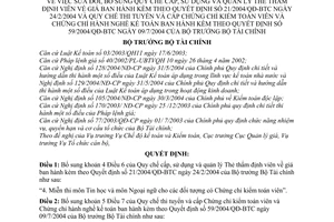 Quyết định 32/2005/QĐ-BTC cấp sử dụng quản lý thẻ thẩm định viên thi tuyển cấp chứng chỉ kiểm toán viên kế toán sửa đổi QĐ 21/2004/QĐ-BT 59/2004/QĐ