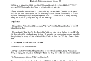 Công văn 6815/BTC-VP thực hiện thống nhất kỹ thuật trình bày văn bản