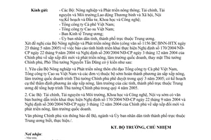 Công văn 3256/VPCP-NN triển khai NĐ 170/2004/NĐ-CP và 200/2004/NĐ-CP sắp xếp, đổi mới nông, lâm trường quốc doanh