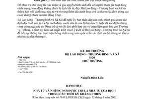 Công văn 1848/LĐTBXH xác định nhà tù và những nơi được coi là nhà tù của địch trong thời kỳ kháng chiến