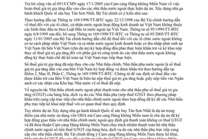 Công văn 7759TC/TCT hoàn thuế giá trị gia tăng đầu vào cho các nhà thầu nước ngoài thực hiện dự án