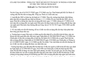 Công văn 2059/TCT/TS  thu tiền sử dụng đất