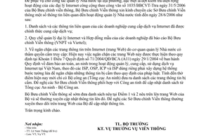 Công văn 1253/BBCVT-VT cung cấp thông tin