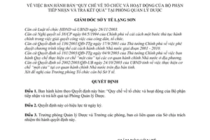 Quyết định 182/QĐ-SYT Quy chế tổ chức và hoạt động Bộ phận tiếp nhận và trả