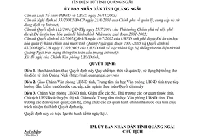 Quyết định 77/2005/QĐ-UBND Quy chế tạm thời quản lý, sử dụng hệ thống thư tín điện tử tỉnh Quảng Ngãi