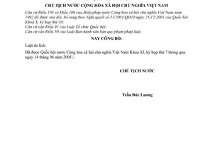 Lệnh công bố Luật du lịch 14/2005/L-CTN