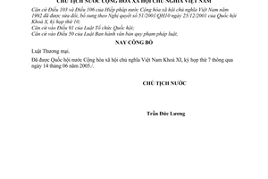 Lệnh công bố Luật Thương mại 10/2005/L-CTN