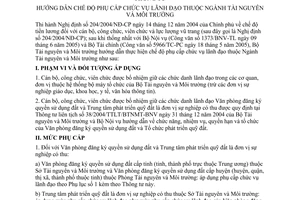 Thông tư 03/2005/TT-BTNMT hướng dẫn chế độ phụ cấp chức vụ lãnh đạo thuộc ngành tài nguyên môi trường