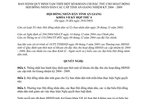 Nghị quyết 06/2005/NQ-HĐND quy định tạm thời một số khoản chi đặc thù hoạt động