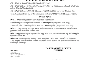 Quyết định 2159/QĐ-UBND 2005 điều chỉnh giá bán lẻ báo Thừa Thiên Huế