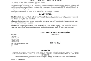 Quyết định 1229/2005/QĐ-UBND nhiệm vụ quyền hạn cơ cấu tổ chức biên chế Sở Tư pháp Ninh Bình