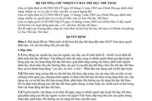 Quyết định 1336/2005/QĐ-UBTDTT Đề án Phát triển xã hội hoá thể dục thể thao đến năm 2010