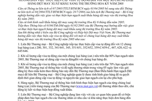 Thông báo 0757/2005/TM-DM thực hiện cấp visa tự động chủng loại hàng dệt may xuất khẩu sang Hoa Kỳ năm 2005