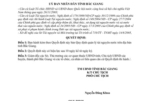Quyết định 50/2005/QĐ-UBND Quy định quản lý tài nguyên nước