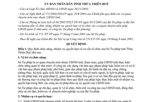 Quyết định 2160/2005/QĐ-UBND chức năng nhiệm vụ Sở Tư pháp Thừa Thiên Huế